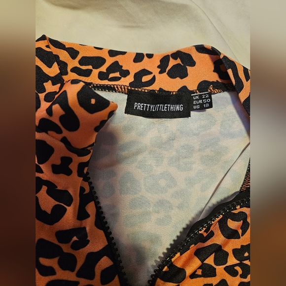 PLT Neon Orange Leopard Zipper Bikini, Plus Size 18 - Picture 9 of 10